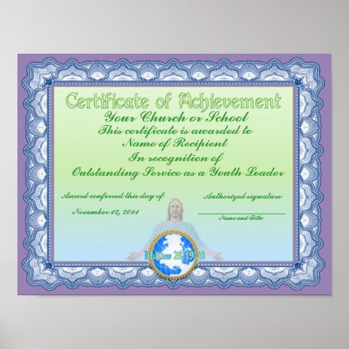 Certificate of Acievement Christian Poster