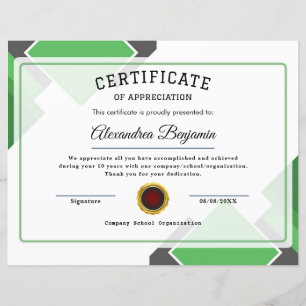 Certificate of appreciation