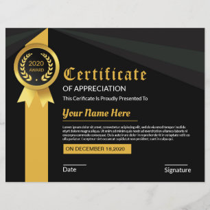 Certificate Of Appreciation