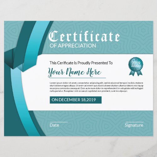 Certificate Of Appreciation