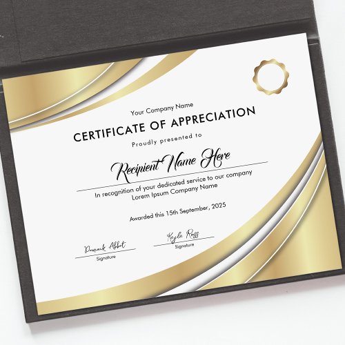 Certificate of Appreciation