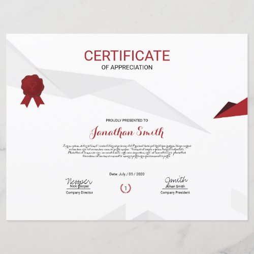 Certificate Of Appreciation