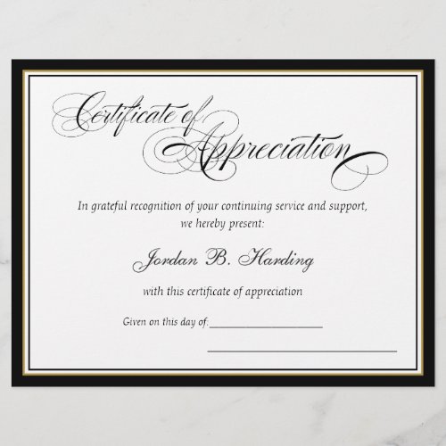 Certificate of Appreciation Award