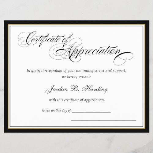 Certificate of Appreciation Award