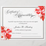 Certificate of Appreciation Award red Floral<br><div class="desc">Simple elegant Certificate of Appreciation</div>
