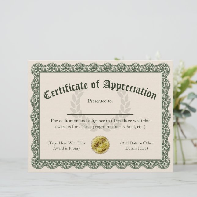 Certificate of Appreciation, Customizable 8.5x11 | Zazzle certificate-of-appreciation-customizable-8-5x11-zazzle