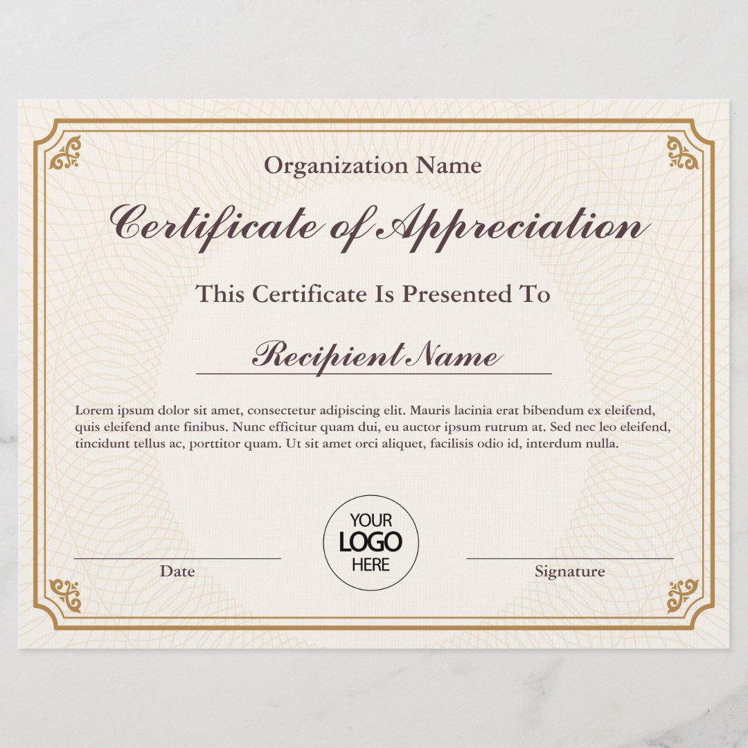 Certificate of Appreciation Customizable Award | Zazzle