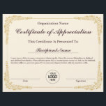Certificate of Appreciation Customizable Award<br><div class="desc">Certificate of Appreciation Customizable Award. Easily personalize this custom award, all text is editable, including the logo seal. Click on the 'Personalize This Template' link located upper right corner of the product page. This will allow you to edit the text, you can also add your company logo here or you...</div>