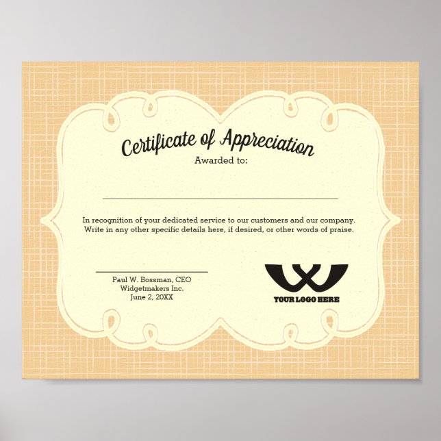 certificate of appreciation employee award poster (Front)
