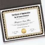 Certificate of Appreciation for Years of Service<br><div class="desc">This exquisite certificate of appreciation for years of service is designed to honor and recognize the dedicated commitment and loyalty of your valued team members. Our certificates boast a sophisticated and professional design, incorporating decorative elements, and a polished layout. Suitable for all industries and sectors, these certificates are a perfect...</div>