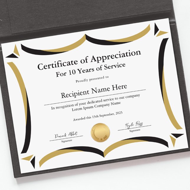 Certificate of Appreciation for Years of Service (Certificate of Appreciation for Years of Service)