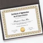 Certificate of Appreciation for Years of Service<br><div class="desc">This exquisite certificate of appreciation for years of service is designed to honor and recognize the dedicated commitment and loyalty of your valued team members. Our certificates boast a sophisticated and professional design, incorporating decorative elements, and a polished layout. Suitable for all industries and sectors, these certificates are a perfect...</div>