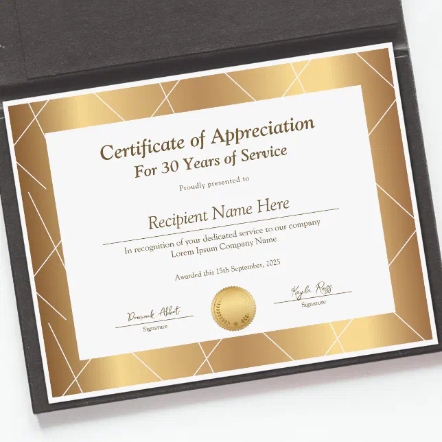 Certificate of Appreciation for Years of Service | Zazzle