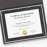 Certificate of Appreciation for Years of Service<br><div class="desc">This exquisite certificate of appreciation for years of service is designed to honor and recognize the dedicated commitment and loyalty of your valued team members. Our certificates boast a sophisticated and professional design, incorporating decorative elements, and a polished layout. Suitable for all industries and sectors, these certificates are a perfect...</div>