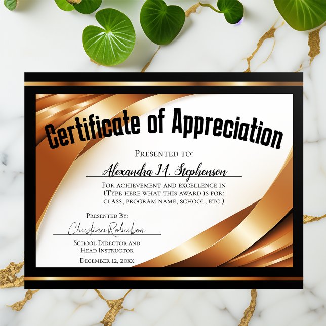 Certificate of Appreciation Gold Black Ribbons (certificate of appreciation)