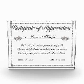 Certificate of Appreciation Personalized Award | Zazzle