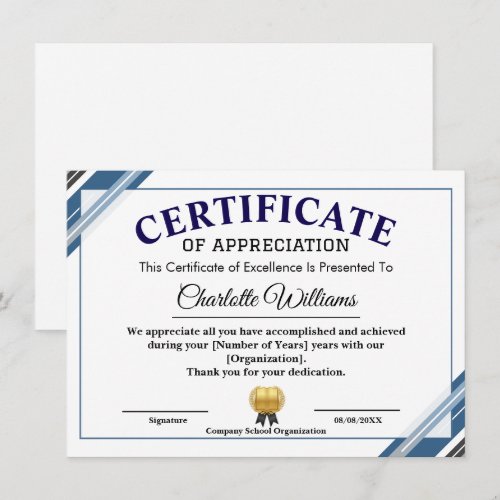 Certificate of Appreciation – Professional Recogni