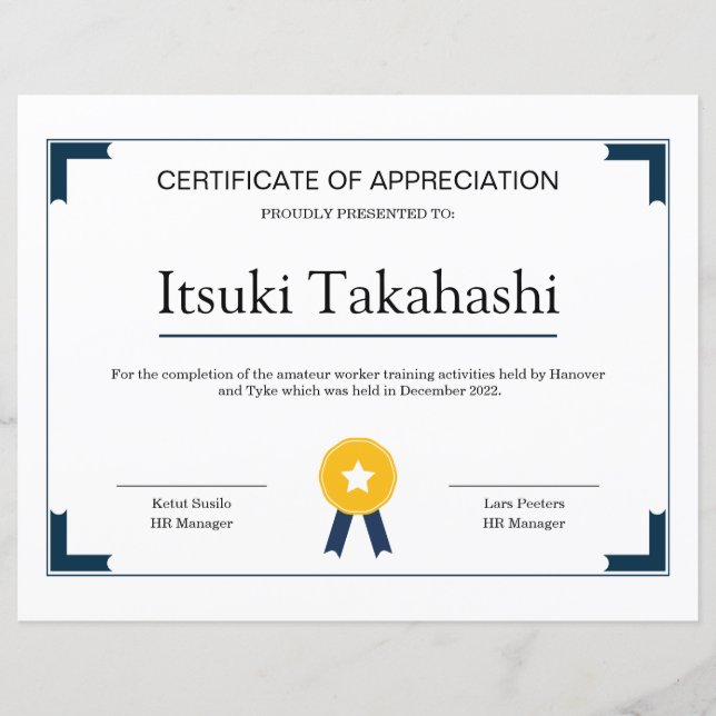 Certificate of Appreciation Template (Front)