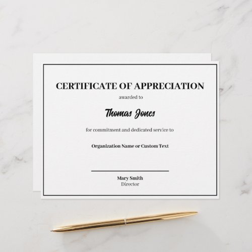 Certificate of Appreciation Text Template Award