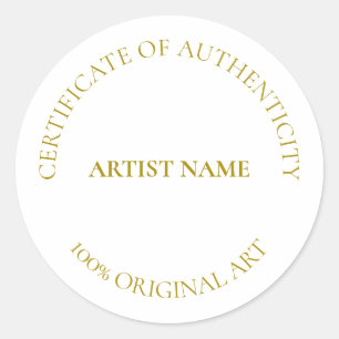 Certificate of Authenticity Art Customizable  Clas Classic Round Sticker