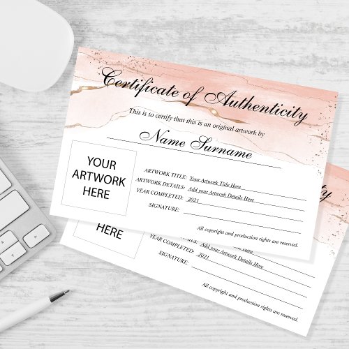 Certificate of Authenticity Artwork by