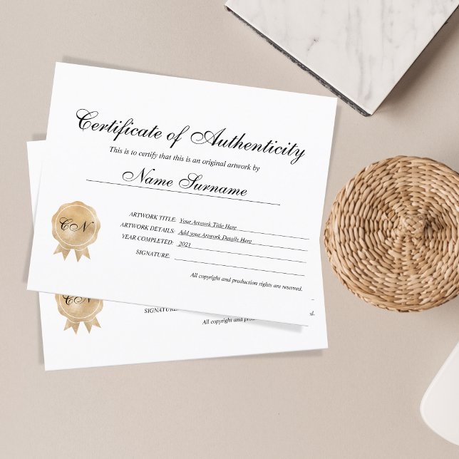 Certificate of Authenticity Artwork by (Creator Uploaded)