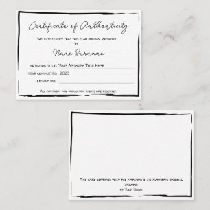 Certificate of Authenticity Artwork by Add Logo