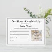 Certificate of Authenticity for Art with Photo Inv Invitation | Zazzle