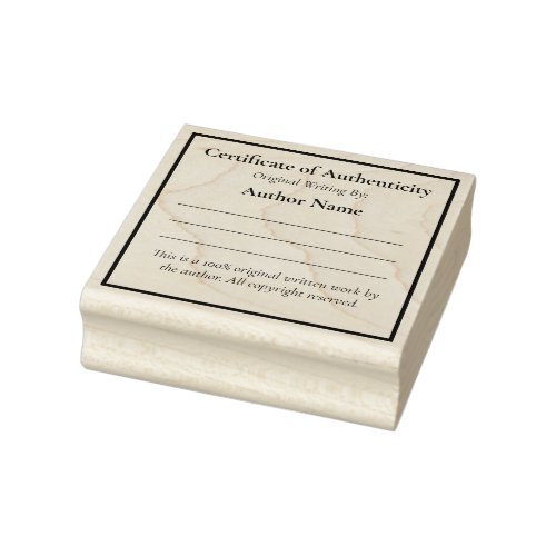 Certificate of Authenticity for Writers Rubber Stamp