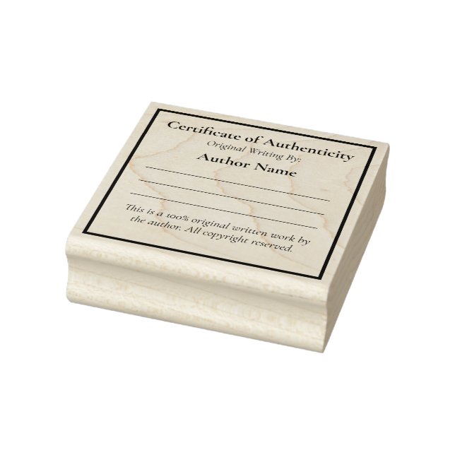 Certificate of Authenticity for Writers Rubber Stamp (Stamp)