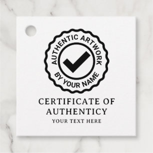 Certificate of Authenticity handmade art Favor Tags