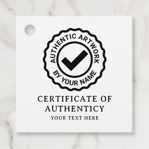 Certificate of Authenticity handmade art Favor Tags