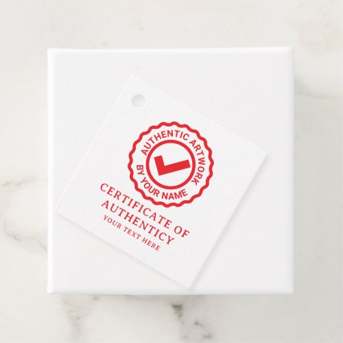 Certificate of Authenticity tags for handmade art
