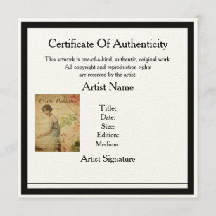 certificate authenticity template artists zazzle templates