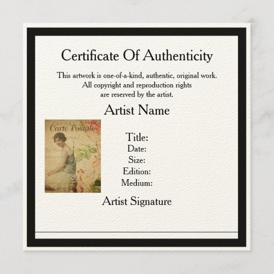 Certificate of Authenticity Template for Artists Zazzle com
