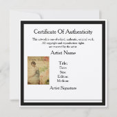 Certificate of Authenticity Template for Artists (Front)