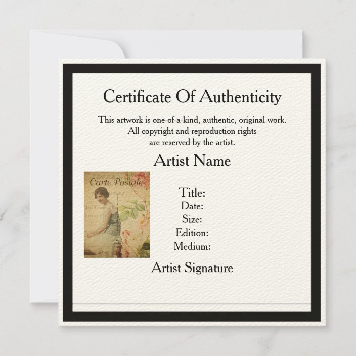 certificate of authenticity orginial art template