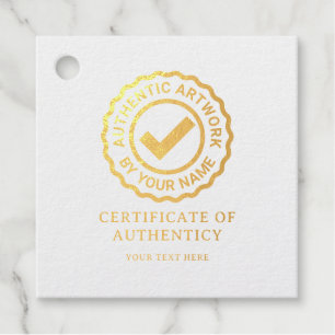 Certificate of Authenticity template quality logo Foil Favor Tags