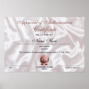 Certificate of Authorisation Approval Poster