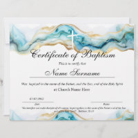 Certificate of Baptism, Baby Dedication