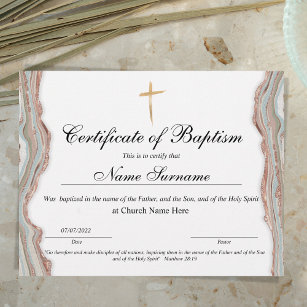 Certificate of Baptism, Baby Dedication