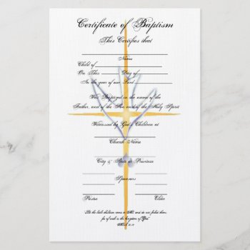 Certificate Of Baptism-child Stationery by Velvetnoise at Zazzle