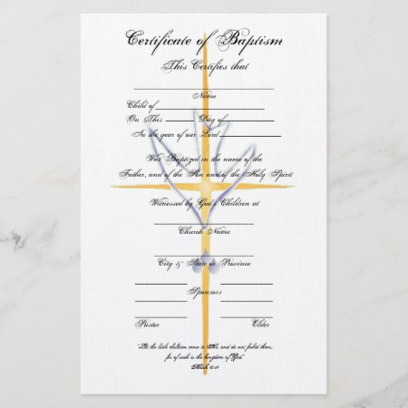 Certificate Of Baptism-child Stationery