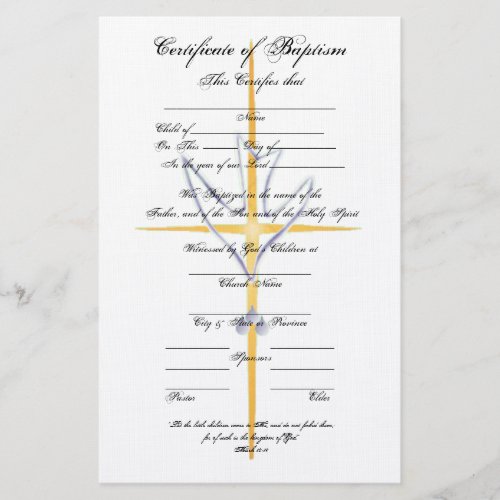 Certificate of Baptism_Child Stationery