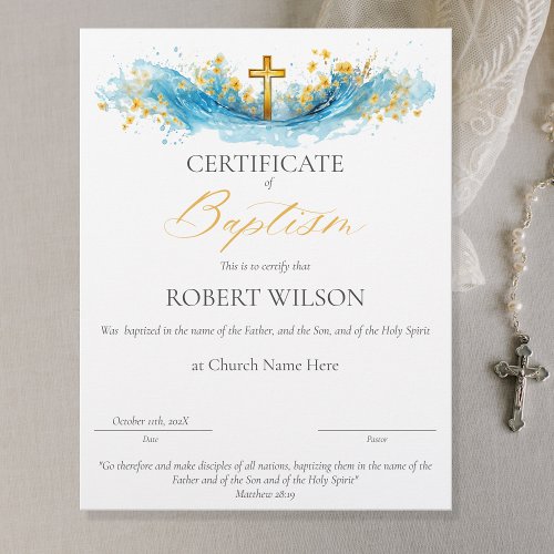 Certificate of Baptism Christening Certificate
