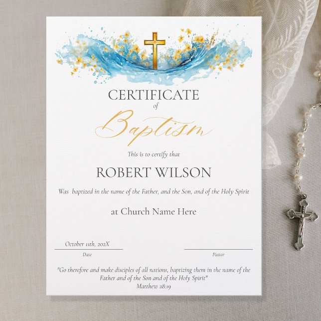 Certificate of Baptism, Christening Certificate (Creator Uploaded)