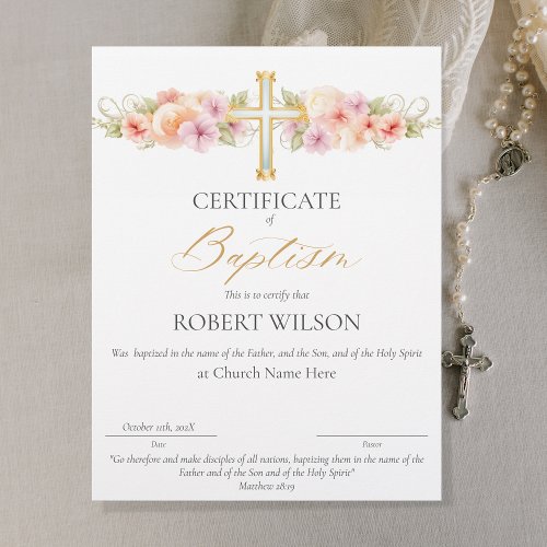 Certificate of Baptism Christening Certificate