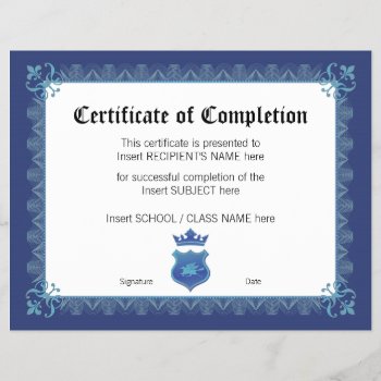 Certificate Of Completion by mythology at Zazzle