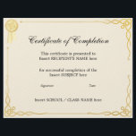 CERTIFICATE OF COMPLETION<br><div class="desc">Easy-to-customize Certificate Layout for any occassion</div>