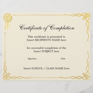 CERTIFICATE OF COMPLETION
